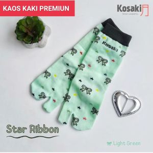 Kaos Kaki Anak Perempuan Kaos Kaki Anak Motif KOSAKID STAR RIBBON Kaos Kaki Jempol Dobel Tumit Dobel Nylon-Light Green