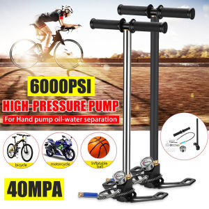 Pcp Pump for airgun 6000Psi/4500Psi High Pressure Hand Pump 3 Stage Air Pump For High Pressure Tires And Pre-Charged Pneumatic Airguns Pcp Airgun Rifle Pump Tire Inflator with Gauge for Air RifleBallBikeCarMotorcycleAir Cushion pcp pump for airgun