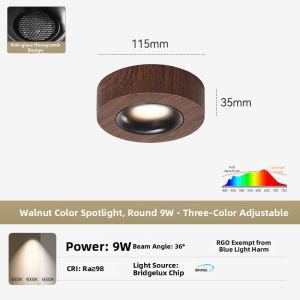 DENGFU | Ultra-thin Anti-glare Walnut-wood Grain Spotlight