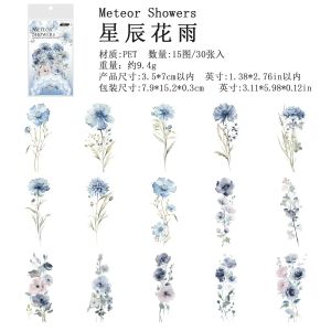 30Pcs decoration handbook long floral package Stickers Floral thoughts Vintage material DIY Background Scrapbook cut 152*79mm