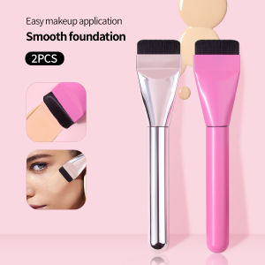 2-Piece Ultra-Thin Foundation Brush Slim Facial Contour Brush Mask Brush Flat Mixing Foundation Cream Brush