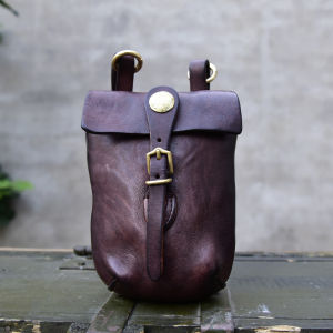 Thickened Handmade Crossbody Waist Bag Leather Mobile Phone Bag Cool And Hip for Youth Casual Vintage Style Leather Goods