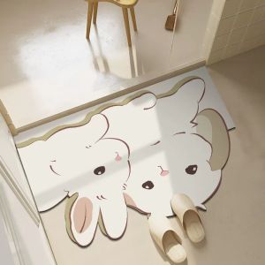 Cartoon Bathroom Absorbent Mat Quick Dry Non-Slip Pad Toilet Washroom No-Wash Foot Pad Cuttable Entrance Dirt Resistant