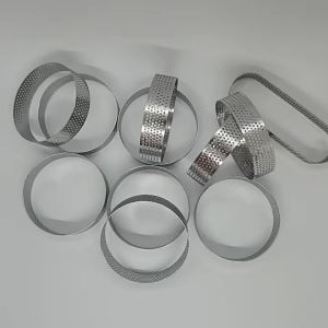 6Piece Stainless Steel Tart Ring Perforated Cake Mousse Ring Round Pastry Cake Mold Baking Dessert Ring Baking Tools