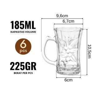 G067 [6 PCS] GELAS KACA GELAS MINUM GELAS GAGANG GELAS KOPI GELAS SOUVENIR GELAS ESCADA POLOS KADO
