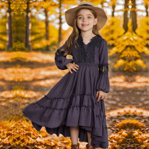 Lace Flower Girl Dress Clothing Medieval Vintage Elegant Girl Dress Backless Birthday Party Long Dresses For Teenager Girls