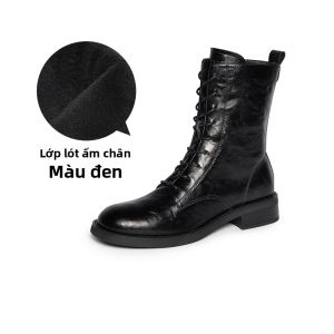 Reemoor | Giày Boot Cổ Ngắn Gót Dày Kiểu Cổ Điển Mới