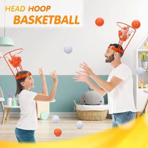 Head Hoop Basketball Party Game for Kids&Adults Adjustable Basket Net Headband with 20 Balls
