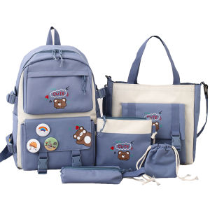 5Pcs Children Backpacks Set Cute Bear Back to School Primary Kids Bags for Girls Boys Travel Bag Children Schoolbag Pencil Cases