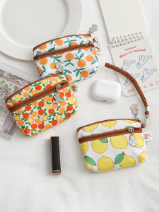 Double Layer Zipper Cotton Fabric Coin Purse Womens Card Holder Handheld Shopping Bag Key Coin Storage Bag  Style Floral