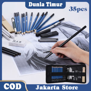 35Pcs Professional Set Sketsa Pensil Dan Pensil Pisau Penghapus Charcoal Eraser Art Painting Kit