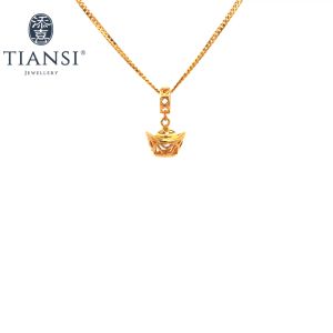 TIANSI 916(22K) GOLD INGOTS CHARM 元宝路路通 Charm Emas