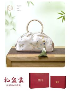 Elegant Chinese Style Womens Handbag Embroidered Gold Thread Cheongsam Bag Vintage Hanfu Single Shoulder Handbag Personality