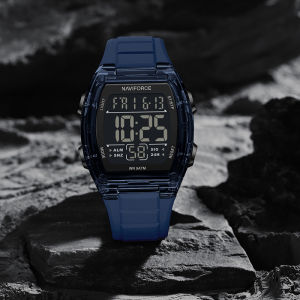 NAVIFORCE Original Outdoor Men Boys LCD Digital Watch Calendar Date Chronograph Alarm Waterproof 5ATM Night Pattern Silicone Strap Men Boys Casual Fashion Accessories Watch NF6106