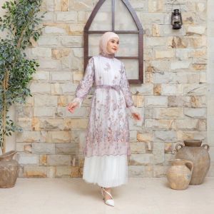 Dress Gamis Azahra Tille Full puring Gamis Kondangan Kekinian Fashion Wanita Terbaru