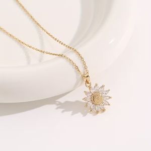 1set Golden Sunflower Necklace Party Gift Set Exquisite Imitation Flower Drawer Jewelry Box Romantic Occasion Gift