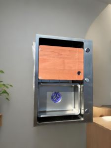 อ่างล้างจานครัวสแตนเลส 304 ขนาดใหญ่ อ่างเดี่ยว ทำมือ หนา 30 มม ขนาด 800500 มม พร้อมบันไดสำหรับตกแต่งบ้าน