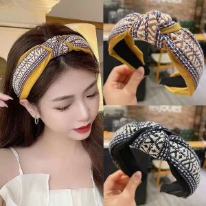 Headband For Women New Design Trendy Temperament Retro Headwear Makeup For Women Hair Hoop Bow Knot Twist Cross Tie Hairband Hair Accessories Women Headband Korean Style Headband