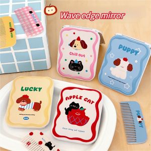 1/4 Pcs Cute little mirror girls portable mini makeup mirror foldable makeup mirror creative mirror comb