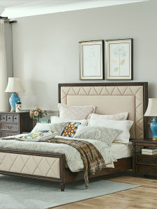 HELIDA | American Country Full Real Wood Bed Leather Back