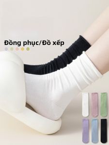 MiiOW | Tất nữ MiiOW Cat Person Breathable Mid-Calf Không xương kháng khuẩn mùa xuân thu màu trắng Tất ống dài đến giữa bắp chân