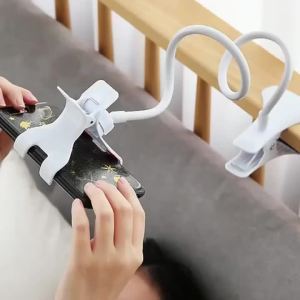 1pc 360° Rotatable & Bendable Phone Holder Clip-On Stand with Flexible Arm Adjustable for All Viewing Angles