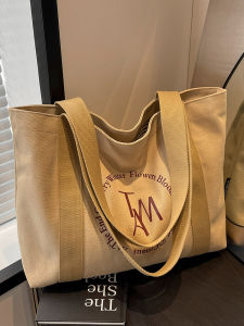 Womens Large Capacity Canvas Tote Bag 2024 New Commuter Bag Casual Shopping Bag Autumn Winter Versatile Single Shoulder Bag