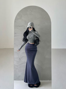 Younggirlday Cao Cấp Gợi Cảm Nàng Tiên Cá Đầm Váy Cotton Dài Với Dây Thắt Lưng Định Hình Cơ Thể Giảm Béo Xù