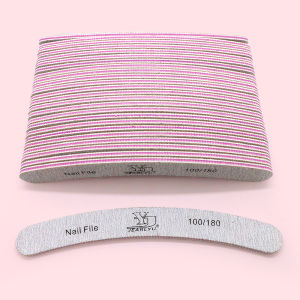 2/5/10/25Pcs Grey Nail File Curved Shape 100/180 Grit Double Sided Shape Compact Salon Tool for Gel Polisher Sanding Nail Files