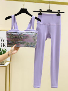 New 2025 Womens Yoga Suit Set Fashionable Printed High-End Professional Tight Fitness Sportswear Nylon Fabric with Chest Pad