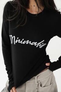 Spring Viscose Slim Fit Letter Embroidered T-Shirt