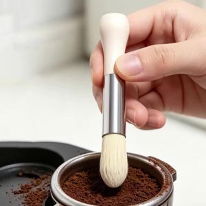 ⚑Natural Bristle Coffee Cleaning Brush Wooden Handle Espresso Machine Grinder Brush for Barista Tools
