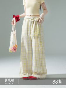 Loose Wide Leg Pants Womens Style High Waist Belt Korean Straight Leg Summer Casual Cotton Trousers Lazy Feelings