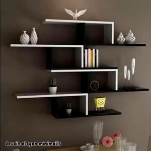 Rak Dinding Ambalan Minimalis Model Z Tempel Gantung / Melayang untuk Dekorasi Dinding Rumah