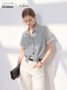 3COLOUR·S | Summer New Elegant Turn-down Collar Striped Shirt