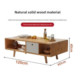 Solid Wood TV Cabinet Living Room Home Use Tea Table Integrated Storage Furniture Small Apartment Friendly Rubber Wood