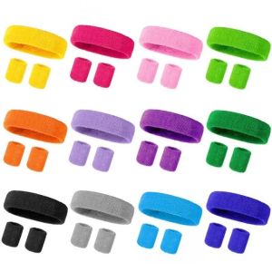 3 Pcs/set Sports Headband Exercise Yoga Sports Breathable Cotton Sweat Band Set Men and Women Portable Hiking Accessories