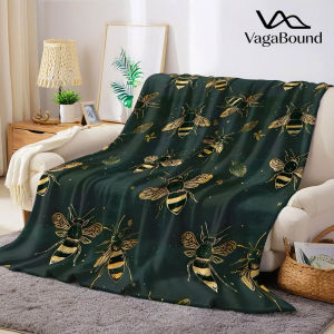 BILIBILI | Vintage Gold Bee Flannel Blanket Warm Soft Halloween Christmas Decorative Couch Warm Cozy All-Season Gift