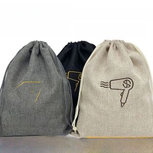 Imitation Linen Hair Dryer Buggy Bag Dustproof Drawstring Bag Hotel Homestay Hotel Neutral Hair Dryer Bag Support Customization