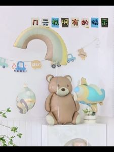 HAHA TOY Party Ballons Balon Foil Matte Balon Kupu-kupu Pesawat Beruang Retro