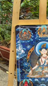 Tranh Phật Giáo - Mẹ Diêu Trì Địa Mẫu chất liệu Gỗ in Tráng Gương có Bọc viền