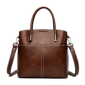 Leacat Oil wax leather handbag niche high-end commuting single shoulder womens large capacity bag womens crossbody bag