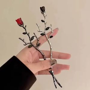 Vintage Rose Flower Hair Sticks for Women Simple Metal Texture Chinese Hairpin  Hairstyle Design  Accessories for Women Headwear