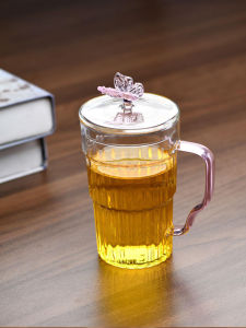 Large Capacity Glass Mug for Office Use Milk And Juice Cup with Lid And Handle Lady Style Cup Beijing University History Mark Cup