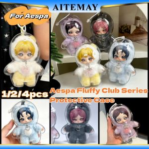 Aitemay Aespa Fluffy Club Plush Doll Protective Case - Dustproof Acrylic Display Box with Clear Edge Fast Ship