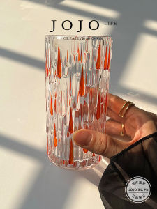 Colorful Hand-Painted Glass Cup Raindrop Design Ins Style Niche Design JOJOS L PD Weary Dining Utensils Water Cup