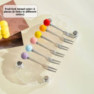 Safety Household Stainless Steel Unicorn Fruit Fork Cute Small Fork Premium Storage Jar Set Cute Small Fork
