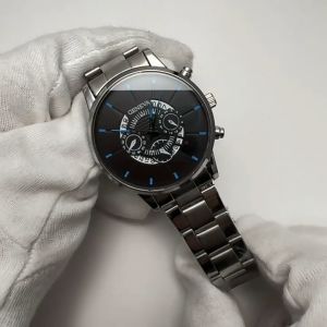 Jam Tangan Pria Business Analog Men Watch Quartz Stainless Steel Watch Sabuk Kulit + Kotak Gratis