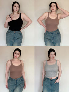 ใหม่ 2024 กีฬา เสื้อสายเดี่ยว เสื้อท่อนบน มีแผ่นหน้าอกสวมใส่ง่ายขนาดใหญ่ยุโรปและ สไตล์อเมริกัน ผ้าฝ้าย ลำลอง เสื้อเชิ้ตสําหรับทุกสภาพร่างกาย