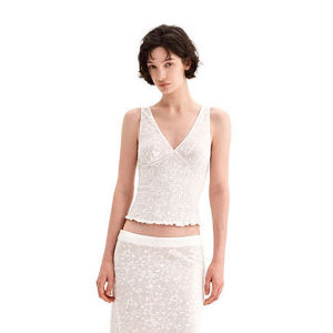 Summer Classic Retro Textured Vest Skirt Set